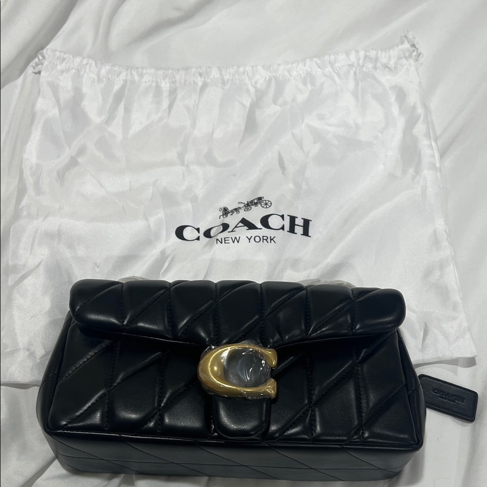 Coach Black Quilted Tabby Shoulder Bag with Gold 'C' Accent